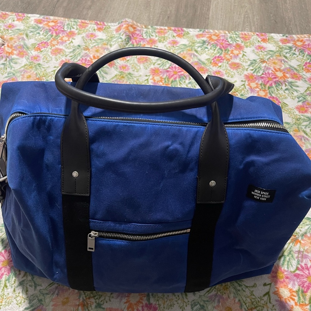 Jack Spade Blue Men's Canvas Weekender Duffel Bag